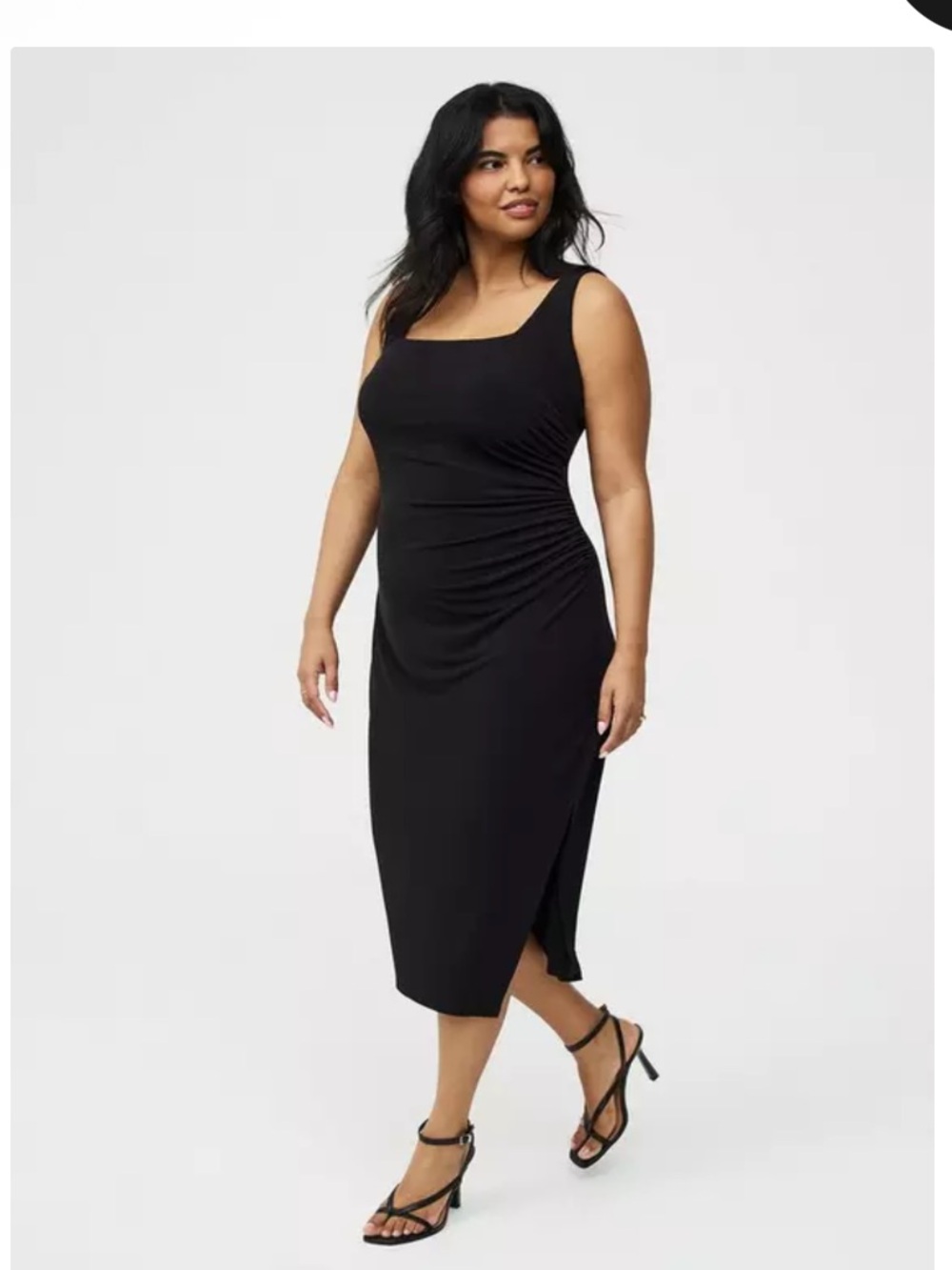torrid 1X NWTS Black Square-Neck Ruched Midi Dress